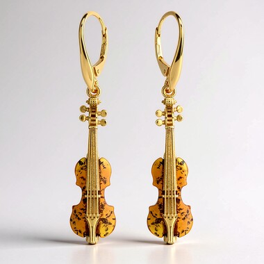 Pendientes en plata con Ámbar báltico cognac (dagen)
