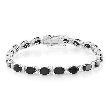 Schwarzer Spinell-Silberarmband