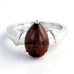 Anello in argento con Ossidiana Mogano