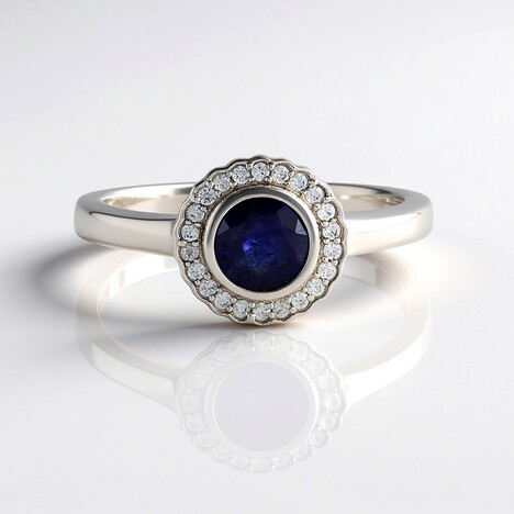 Anello in argento con Zaffiro Blu del Madagascar