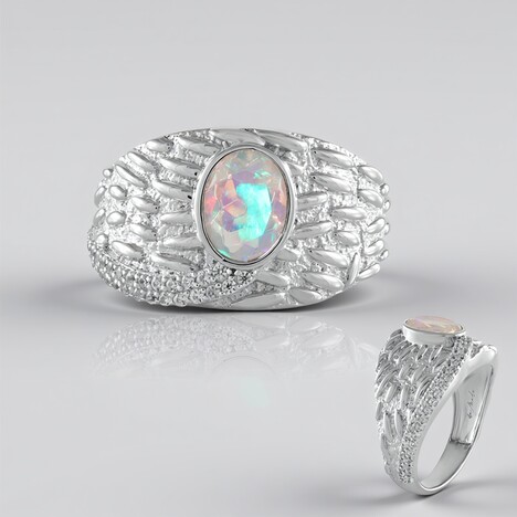 Anello in argento con Opale di Welo AAA (de Melo Essence)