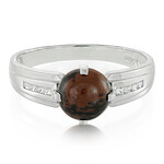 Bague pour homme en argent et Obsidienne acajou
