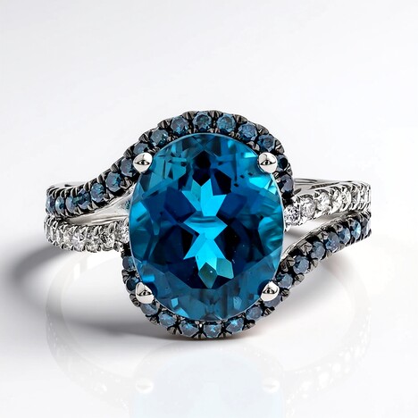 Anello in oro con Topazio Blu Londra