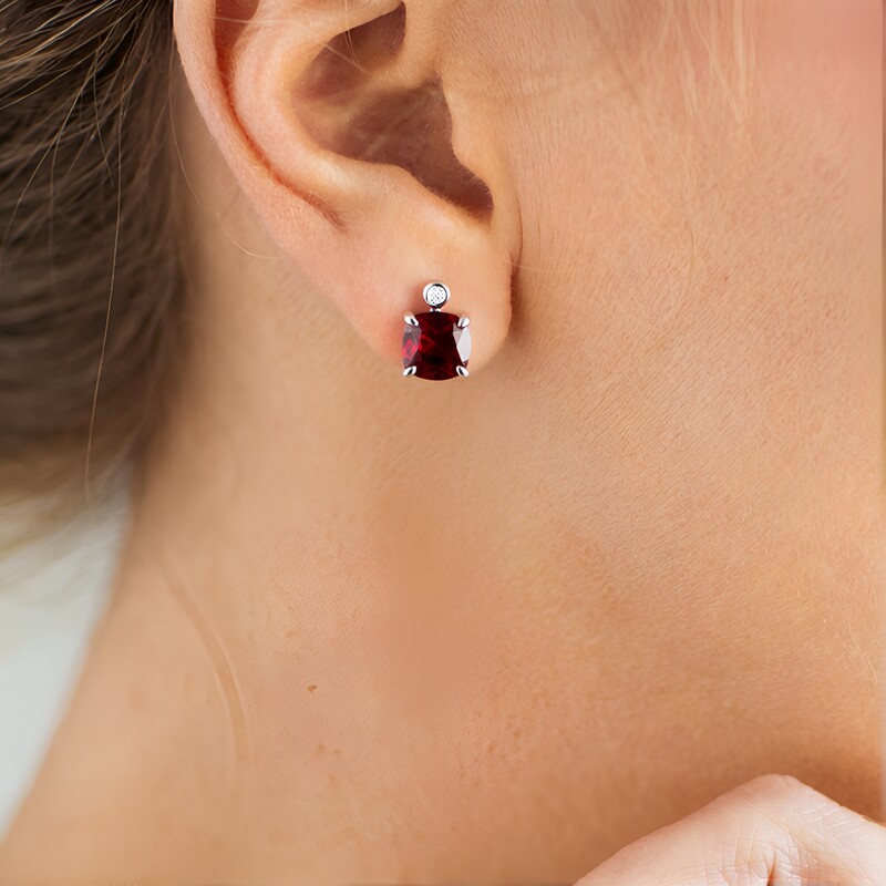 Mozambique Garnet Silver Earrings
