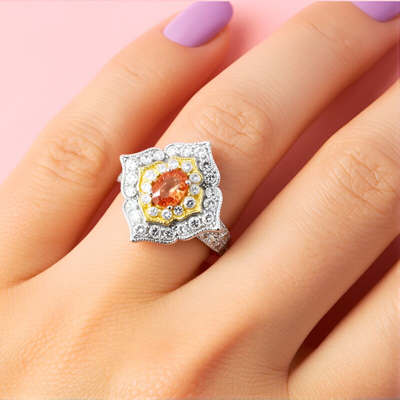 Padparadscha-Saphir-Silberring (Dallas Prince Designs)