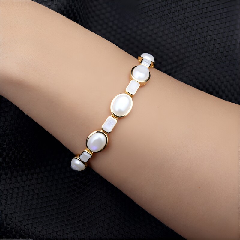 Zilveren armband met Blauwe Maanstenen (KM by Juwelo)