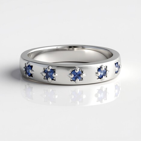 Anello in argento con Zaffiro Ceylon Blu