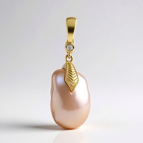 Ciondolo in argento con Perla Ming color Pesca (TPC)