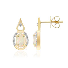 9K Brazilian White Opal Gold Earrings