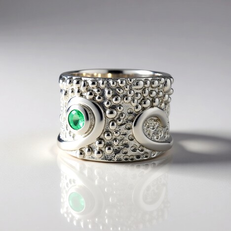 Anello in argento con Smeraldo Colombiano