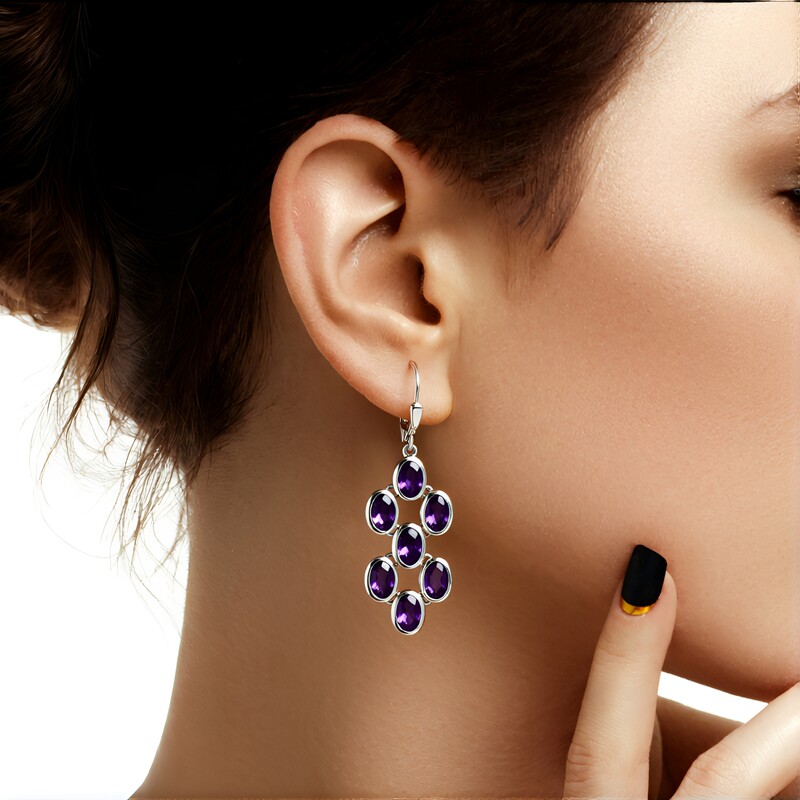 Pendientes en plata con Amatista (KM by Juwelo)