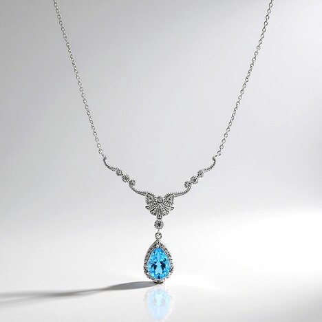 Collana in argento con Topazio Blu Svizzero