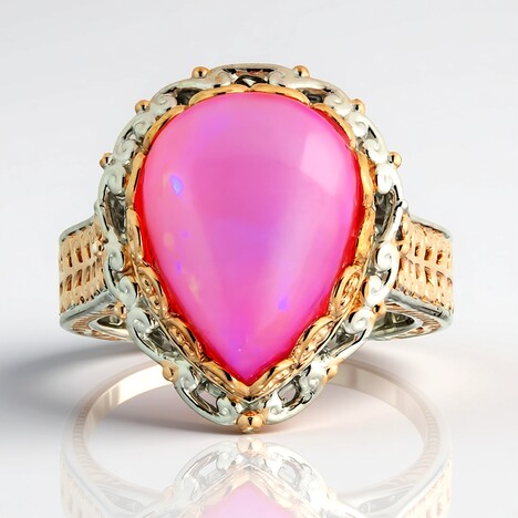 Anello in argento con Opale Rosa dell'Etiopia (Gems en Vogue)