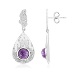 Pendientes en plata con Charoita