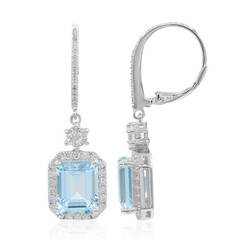 Zilveren oorbellen met hemel-blauwe topaasstenen