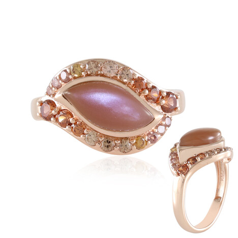 Bague en argent et Pierre de lune chocolat (KM by Juwelo)