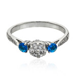 Anello placcato in platino con Apatite Blu Neon