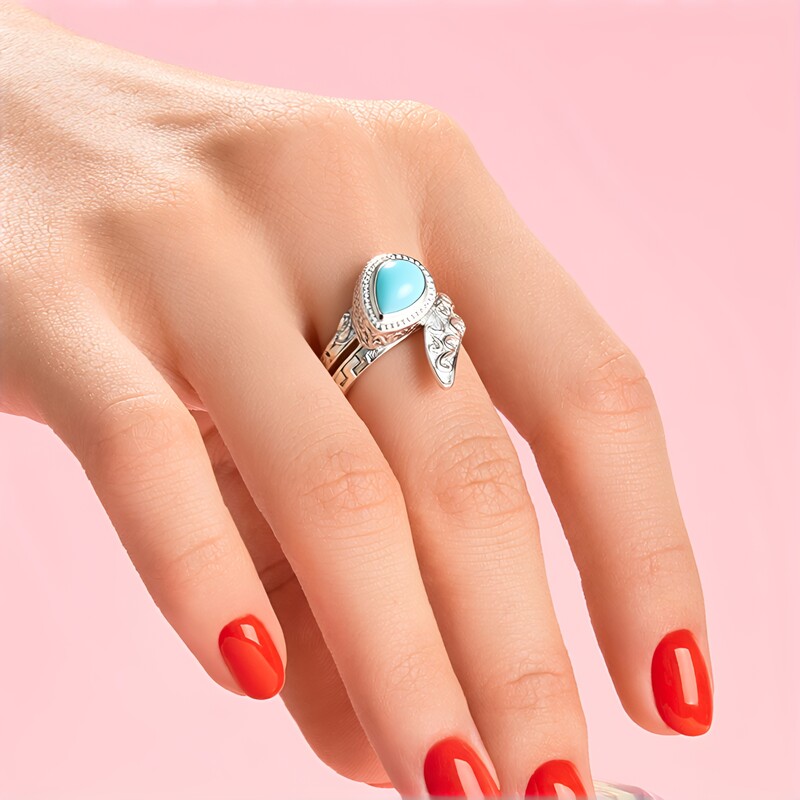 Anillo en plata con Turquesa bella durmiente (Faszination Türkis)