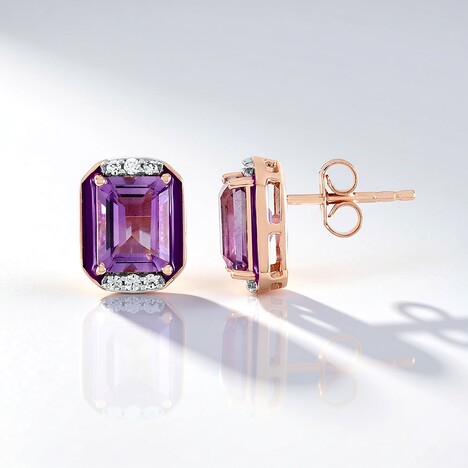 Boucles d'oreilles en argent et Améthyste Rose de France (Adela Silber)