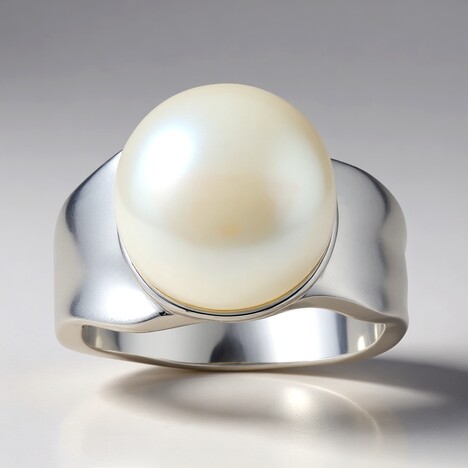 Anello in argento con Perla d'Acqua Dolce Bianca