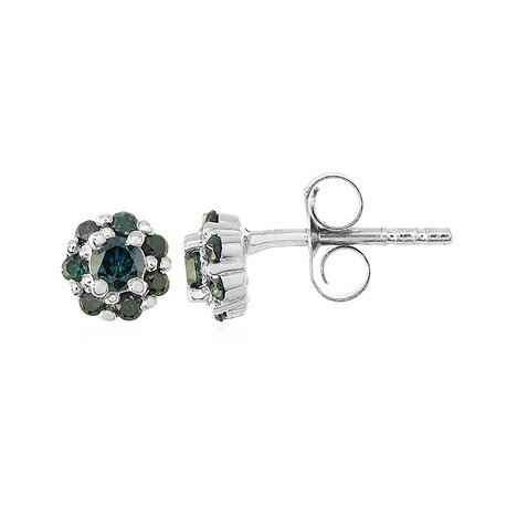 Boucles d'oreilles en argent et Diamant bleu I3