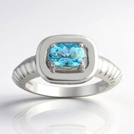 Anillo en plata con Aguamarina de Mozambique (Pallanova)